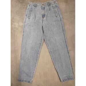 Vintage Lizwear Jeans Mom Super High Waist Pleated Sz 14 Light Wash